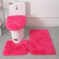 ราคา 3pcs set Solid Color Bathroom Mat Set Fluffy Hairs Bath Carpets Modern Toilet Lid Cover Rugs Kit Rectangle 50 80 50 40 45 50cm (11965667842)