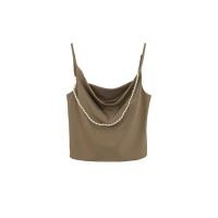 ราคา ขาว ชมพู น้ำตาล ดำ SLYQ PEARLENE SATIN SINGLET TOP เสื้อสายเดี่ยวผ้าซาตินแต่งสายมุก (24345960350)