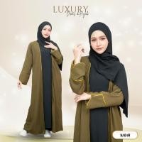 ราคา ชุดเดรสพร้อมผ้าคลุมฮิญาบ งานทูโทนแต่งขอบกุ๊นสีทอง สวมใส่ออกงานอิสลาม IN29วาริสมุสลิม (24757223323)