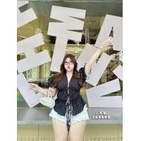 ราคา 1325 เสื้อลายPolka dot สุดฮิต ตัวแขนแต่งแขนตุ๊กตา สาวอวบ (24607598485)