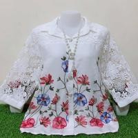 ราคา เสื้อเชิ้ตคอปกกระดุมหน้า ผ้าลินินผสมผ้าฝ้าย แต่งแขนลูกไม้ ปักไหมพรมสวยๆ (24634334271)