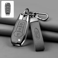 ราคา เคสกุญแจรถยนต์กระเป๋าถือ Nubuck PU โลหะผสมสังกะสีแบบพับได้ปลอกหุ้มพวงกุญแจกระดุมหนังแท้ป้องกันสำหรับ Ford Figo Mondeo 5 Ecosport Puma Fiesta Mk8 Everest Ranger (24248339956)
