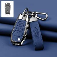 ราคา เคสกุญแจรถยนต์กระเป๋าถือ Nubuck PU โลหะผสมสังกะสีแบบพับได้ปลอกหุ้มพวงกุญแจกระดุมหนังแท้ป้องกันสำหรับ Ford Figo Mondeo 5 Ecosport Puma Fiesta Mk8 Everest Ranger (24248339957)