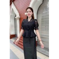 ราคา เสื้อลูกไม้ เสื้อลูกไม้ฝรั่งเศสอัดกาว เสื้อลูกไม้ระบาย ซิปหลัง (23338774568)