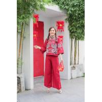 ราคา เสื้อคลุม กางเกงยาวสีแดง ลายมังกรทอง ใส่วันตรุษจีน ตรุษจีน ชุดตรุษจีน (22798388282)