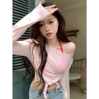 ราคา Laz Nigori ชุดสองชิ้นเสื้อยืดแขนยาวมีสายคล้องคอเสื้อสายเดี่ยว (24004279028)