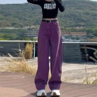 ราคา กางเกงยีนส์ขากว้างสีม่วง ทรงหลวม สไตล์ฤดูใบไม้ผลิ 2025 กางเกงขายาวทรงตรงเอวสูง กางเกงยีนส์ผู้หญิง (24921485906)