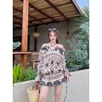 ราคา เดรสสั้น ลายช้าง รูดช่วงเอว ใส่เปิดไหล่ สาวอวบใส่ได้ (24139579044)