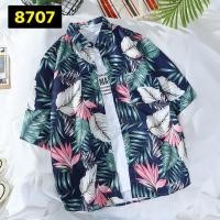ราคา New เสื้อฮาวาย hawaii เสื้อสงกรานต์ เสื้อเชิ้ตฮาวาย แขนสั้น พิมพ์ลาย ฮาวายสไตล์เกาหลี ผ้านิ่มใส่สบาย ลายใบไม้ (18534873260)