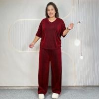 ราคา ชุดเซ็ท สาวอวบ ไซส์จัมโบ้ เสื้อคอวี แขนสั้น ดีเทลเอวจั้ม กางเกงขายาว ทรงขากระบอกใหญ่ ผ้าชีฟองผสมกำมะหยี่ เนื้อผ้านิ่ม cb604 (24831524021)