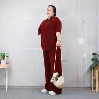 ราคา ชุดเซ็ท สาวอวบ เสื้อคอกลม แขนสั้น กางเกงขายาว เอวยางยืด ผ้ายืดหยุ่น ระบายอากาศดี ไม่ร้อน เนื้อผ้าร่อง ลายสวย พรางหุ่น cb598 (24546199245)