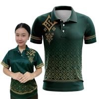 ราคา เสื้อลายไทยท้องถิ่น เสื้อโปโลลายดอก มี 4 สี ทั้งชายและหญิงใส่ได้ (24443068307)