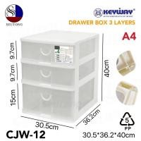 ราคา Keywayกล่องลิ้นชัก ใส่A4ได้ ลิ้นชักอเนกประสงค์3ชั้น สีใส เเข็งเเรงทนทาน รุ่น CJW 12 (21741980807)