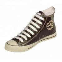 ราคา ส่งฟรี มีแจกคูปอง รองเท้าผ้าใบหุ้มข้อทรง Converse ยี่ห้อมาแชร์ 255 บาท สีน้ำตาลหนัง pvc รุ่น M25 ส่งของทุกวันเร็วโคตร (10713852149)