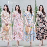 ราคา Fashion young Maxi Dress เดรสยาว ลายดอก เปิดไหล่ (23144140410)
