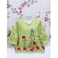 ราคา สื้อลูกไม้ผ้าลินิน ผสม เสื้อลูกไม้ใส่ทำบุญ เสื้อลูกไม้ไซส์ใหญ่ รอบอก38 42 44 46 48 52นิ้วฟรีไซส์ มี3ไซส์หน้าผ้า42 46 52นิ้วใส่สบาย ปักลายดอกสวย (21901367088)
