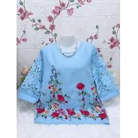 ราคา สื้อลูกไม้ผ้าลินิน ผสม เสื้อลูกไม้ใส่ทำบุญ เสื้อลูกไม้ไซส์ใหญ่ รอบอก38 42 44 46 48 52นิ้วฟรีไซส์ มี3ไซส์หน้าผ้า42 46 52นิ้วใส่สบาย ปักลายดอกสวย (21901367075)