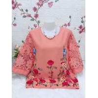 ราคา สื้อลูกไม้ผ้าลินิน ผสม เสื้อลูกไม้ใส่ทำบุญ เสื้อลูกไม้ไซส์ใหญ่ รอบอก38 42 44 46 48 52นิ้วฟรีไซส์ มี3ไซส์หน้าผ้า42 46 52นิ้วใส่สบาย ปักลายดอกสวย (21901367078)