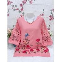 ราคา สื้อลูกไม้ผ้าลินิน ผสม เสื้อลูกไม้ใส่ทำบุญ เสื้อลูกไม้ไซส์ใหญ่ รอบอก38 42 44 46 48 52นิ้วฟรีไซส์ มี3ไซส์หน้าผ้า42 46 52นิ้วใส่สบาย ปักลายดอกสวย (24623984834)