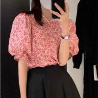 ราคา ส่งด่วนจากไทยเสื้อแขนตุ๊กตาลายดอกสีชมพูสดใส 44 (18717648182)