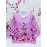 ราคา สื้อลูกไม้ผ้าลินิน ผสม เสื้อลูกไม้ใส่ทำบุญ เสื้อลูกไม้ไซส์ใหญ่ รอบอก38 42 44 46 48 52นิ้วฟรีไซส์ มี3ไซส์หน้าผ้า42 46 52นิ้วใส่สบาย ปักลายดอกสวย (24623984833)
