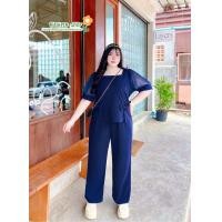ราคา ชุดเซ็ทขายาว เสื้อแต่งโบว์สวยหวาน ผ้านิ่มยืดใส่สบาย สำหรับสาวอวบอ้วนใส่ออกงาน งานบุญ งานแต่ง (24399791339)