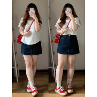 ราคา GHAOHES กางเกงกระโปรงยีนส์สาวอวบเอวสูง กระโปรงสาวอวบเก็บพุง ผ้าไม่ยืด Skirt เสื้อผ้า ผู้หญิง 6605 (24485124105)