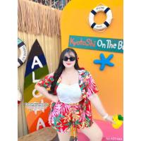 ราคา สาวอวบ ชุดเซ็ตสาวอวบ เซ็ต 3 ชิ้น ทะเลมัลดีฟ สายเดี่ยว เสื้อฮาวาย กางเกงขาสั้น อก 38 40 42 44 46 48 (24269391678)