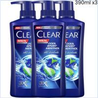 ราคา COD Clear Men Shampoo 390มล x3 เคลียร์ เมน คูล เมนทอล แอนตี้แดนดรัฟ แชมพูขจัดรังแค สูตรเย็น (24696816740)