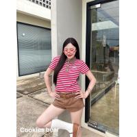 ราคา เสื้อเชิ้ตทรงใหม่งานเข้าเอว ผ่าข้างตัวยาว ตัดปกขอบสลับสี ผ้ายืดลายริ้ว ดีเทลงานปัก ทรงสวย (24584286529)