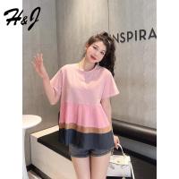 ราคา Yolanda เสื้อยืดผู้หญิง คอกลม ชายอัดจีบพลีท ครึ่งล่างเป็นผ้าอัดจีบพลีท เสื้อยืดผู้หญิง เสื้อแฟชั่นผู้หญิง HJ2895 (22766843016)