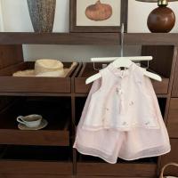 ราคา ชุดเดรสแขนกุดลายลูกไม้ดอกเดซี่สีชมพูหวานสำหรับเด็กผู้หญิง ชุดกางเกงขายาวทรงตรง ชุดเด็กสไตล์จีน ชุดเด็กผู้หญิง (24792254698)