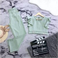 ราคา 17857 ชุดเซท เสื้อครอป แขนระบาย คอวี กางเกงขายาว ทรงขากระบอก เข้าชุดสาว เสื้อผ้าแฟชั่น ชุดเที่ยว ชุดทำงาน ชุดออกงาน (16980117875)