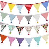 ราคา 3 2M Vintage Floral Fabric Bunting 12 Pennant Flags With Balls Wedding Party Decor Banner Home Baby Shower Carnival Garland (22624263175)