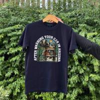 ราคา พร้อมส่ง เสื้อยืด WASHING ARIZONA งานสกรีน มี 4 สี ดำ ขาว ครีม กรม ผ้าคอตตอน (24218242111)