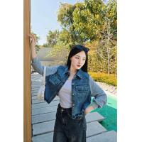 ราคา แจ็คเก็ตยีนส์ทูโทนแขนสามส่วนฟรีไซส์ อก32 40 นิ้ว เสื้อคลุมแขนยาว แจ็คเก็ตยีนส์แขนยาว (24208557302)