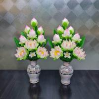 ราคา แจกันดอกบัวพับดินปั้น 9 ดอก สูง 9 นิ้ว จัดใส่แจกันมุก ดอกไม้ไหว้พระ ดอกบัว 9 ดอก สินค้าตรงปกทั้งดอกไม้แล้วแจกันค่ะ (22829922882)