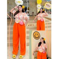 ราคา SETเสื้อดอกไม้ กางเกงขายาวตีเกล็ดหน้า สาวอวบ สงกรานต์ (24111733988)