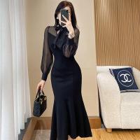 ราคา ชุดเดรสยาวสีดำสไตล์ฝรั่งเศส ชุดราตรี ชุดแต่งงาน ชุดเดรสยาวคลุมเข่า ทรงเอ แขนยาว คอตั้ง ทรงเอ ชุดเดรสยาวคลุมเข่า (22900333426)