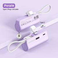 ราคา GOOJODOQ 5000mAh Mini Power Bank การชั่งน้ําหนักประมาณ 100 กรัมสายเคเบิล LN ในตัวและปลั๊ก Type C ไร้สายเคเบิล (24705481526)