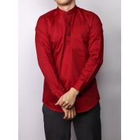 ราคา เสื้อเชิ้ต แขนยาวสีแดงคอจีน ผ้า Twill (8912581171)