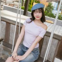 ราคา JARINYA S L เสื้อปาดไหล่เฉียงเปิดไหล่ ผ้า Cotton ยืดนุ่มใส่สบาย ผ้าไม่บาง ระบายอากาศได้ดี ทรงสวยเข้ารูป (24812332614)