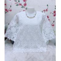 ราคา เสื้อลูกไม้ใส่ทำบุญ เสื้อผ้าสีขาว รอบอก38 42 44 46 48 50นิ้วฟรีไซส์ เสื้อลูกไม้แขนสามส่วน (24624157472)