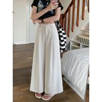 ราคา Fancy ผู้หญิง กางเกงขายาว เอวสูง ตรง ขากว้าง กางเกง ธรรมดา หลวม มีขนาดใหญ่มาก ชุดสูท ดีเทลแต่งกระดุมหน้า (24832270674)