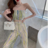 ราคา ส่งเร็วพิเศษ YUKI CF2006 ชุดเซ็ท 2 ชิ้น เสื้อเกาะอก กางเกงขายาว ลายมัดย้อมทะเล ชิวๆใส่สบาย ชุดเกาะอกขายาว (12487595028)