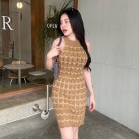 ราคา MesubShop มินิเดรส ทรงคอกลมแขนกุด ผ้าไหมพรมถัก ทอลายสลับสี เนื้อผ้ายืดตามตัว รุ่น โซจู (22794986048)