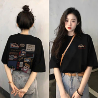 ราคา ผ้าฝ้าย 100 เสื้อยืดลายการ์ตูนผู้หญิงน่ารัก โอเวอร์ไซส์ เสื้อผ้าเรโทร โอเวอร์ไซส์สไตล์เกาหลี พิมพ์ลายเท่ๆ เสื้อคู่ เสื้อยืดoversize C648 (24815949712)