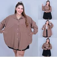 ราคา ส่งฟรี A159 เสื้อเชิ้ตสาวอวบ เสื้อเชิ้ตคนอ้วน แขนยาว พลัสไซส์ สีพื้น เสื้อเชิ้ตไซส์ใหญ่ ทรงสวย (24397854041)
