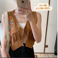 ราคา Mookrin พร้อมส่งเสื้อกั๊ก สไตล์โบฮีเมียนคาวบอย แบบมาใหม่ล่าสุด เสื้อคลุมหนังกลับคาวเกิร์ลคาวบอยใส่ได้ทั้งหญิงชาย (24963270451)