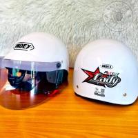 ราคา หมวกกันน็อค INDEX Lady หมวกกันน็อคครึ่งใบพร้อมชิวหน้าสีชา ของแท้ สีขาว (24631718762)